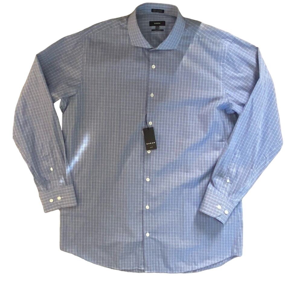 SARAR Shirt Mens 17.5 NEW Designer Slim Fit Career Office Career Button Down